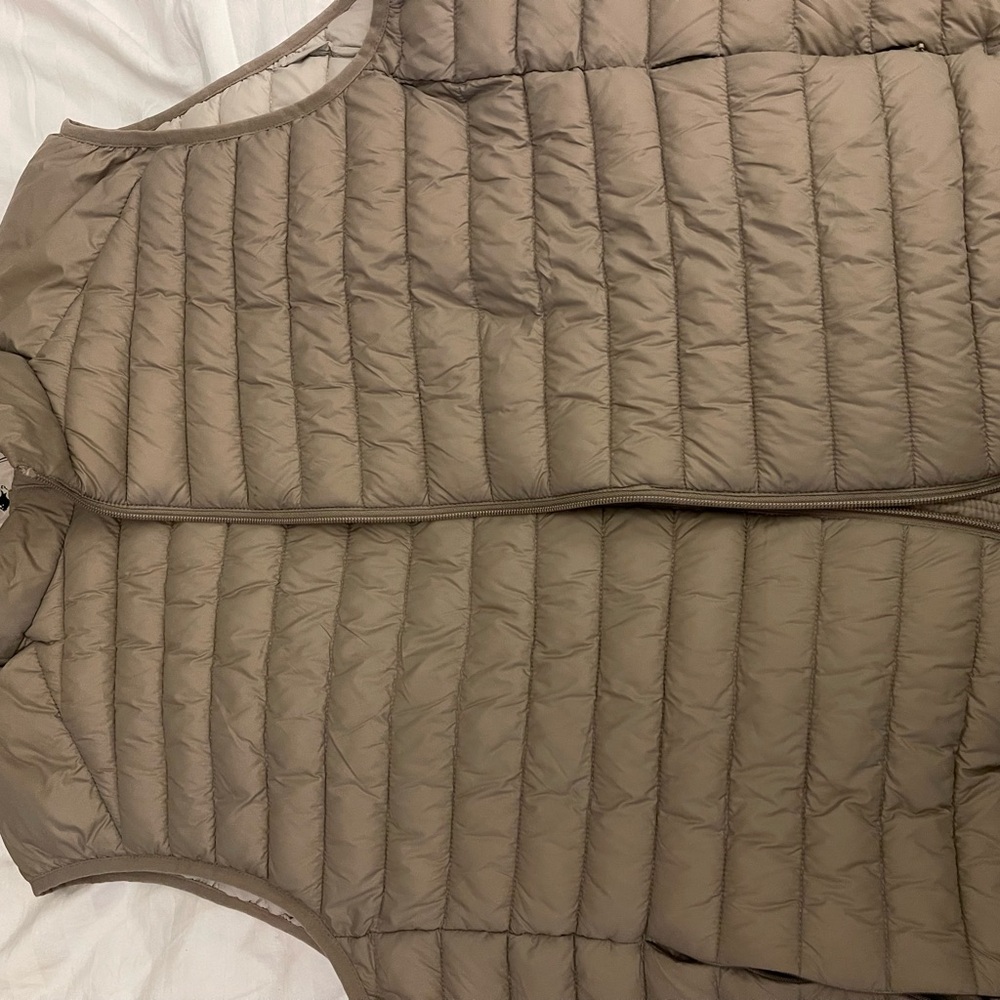 SAVE THE DUCK Quilted Packable Vest - Beige with Orange Logo